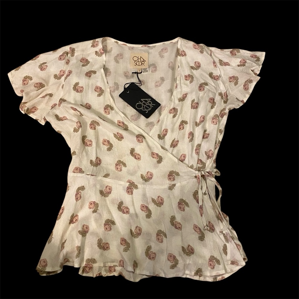 Chaser Wrap Blouse With Rose 🌹 Print